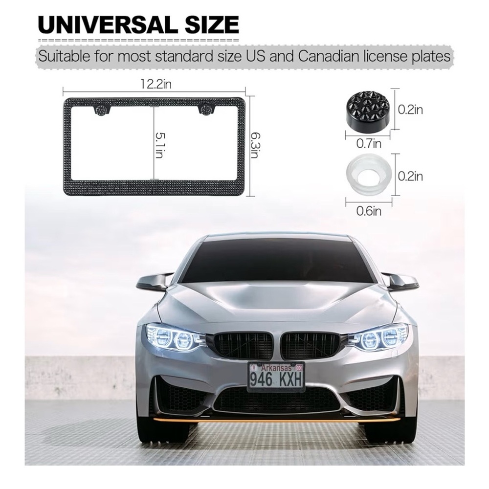 Black Rhinestone License Plate Frame - Picture 3 of 4